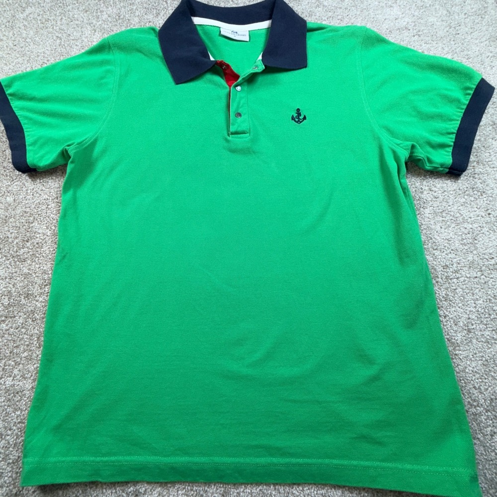 Princess Cruises‎ Mens Green Cotton Pique Nautical Anchor Polo Shirt Medium